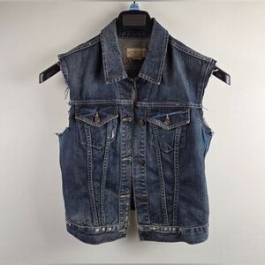 Denim Supply Ralph Lauren Vest Womens Small Petite Blue Button Up